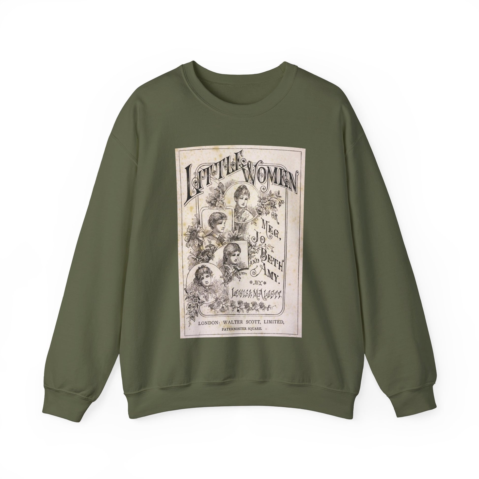 Little Women Sweatshirt, Louisa May Alcott Historical Romance Sweater, Bookish Literary Fan Art Gift, Gift for Her, Bookclub Crewneck Shirt Sweatshirt Printify S Military Green 