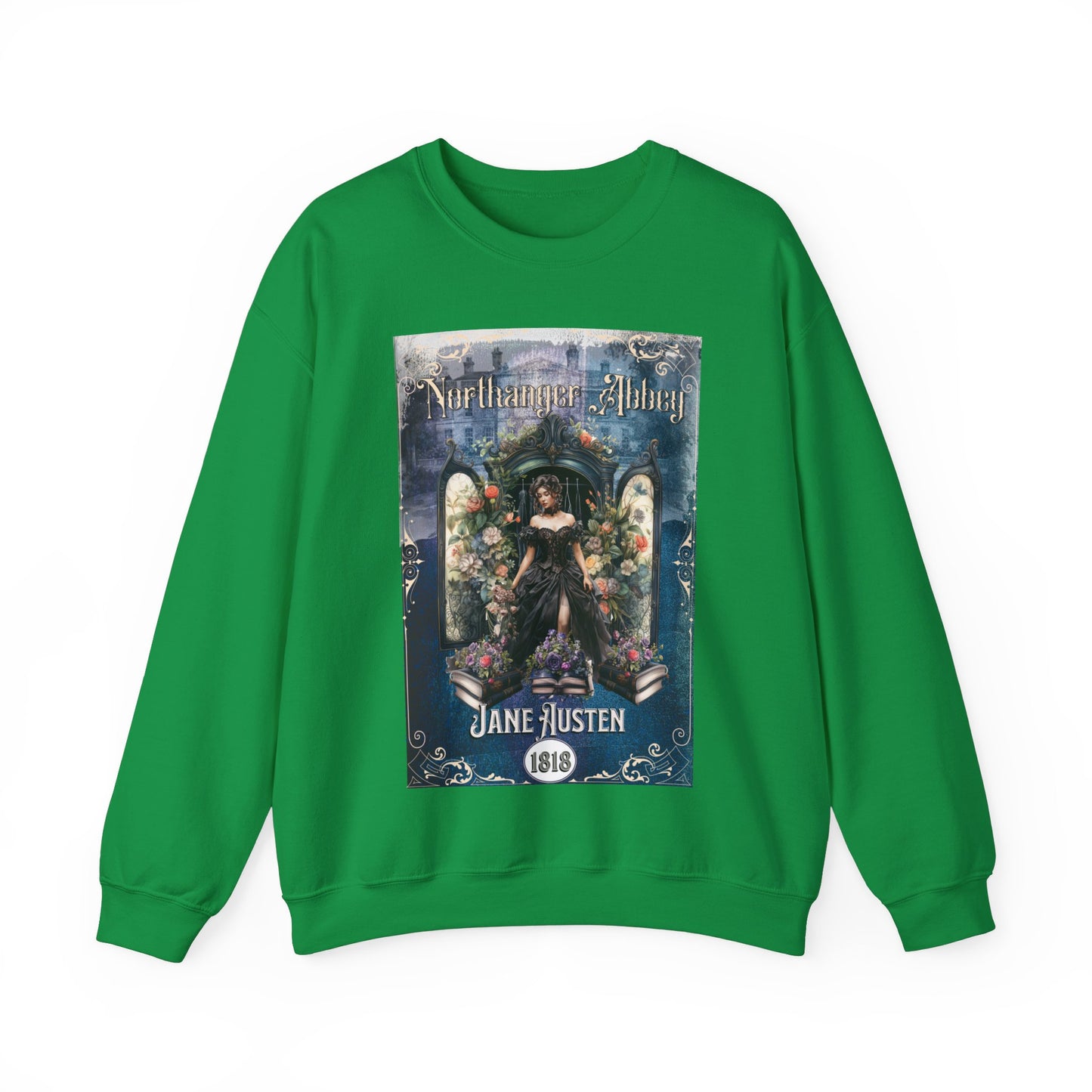 Jane Austen Sweatshirt, Northanger Abbey Historical Romance Sweater, Bookish Literary Jane Austen Fan Art Gift, Gift for Her, Bookclub Shirt Sweatshirt Printify S Irish Green 