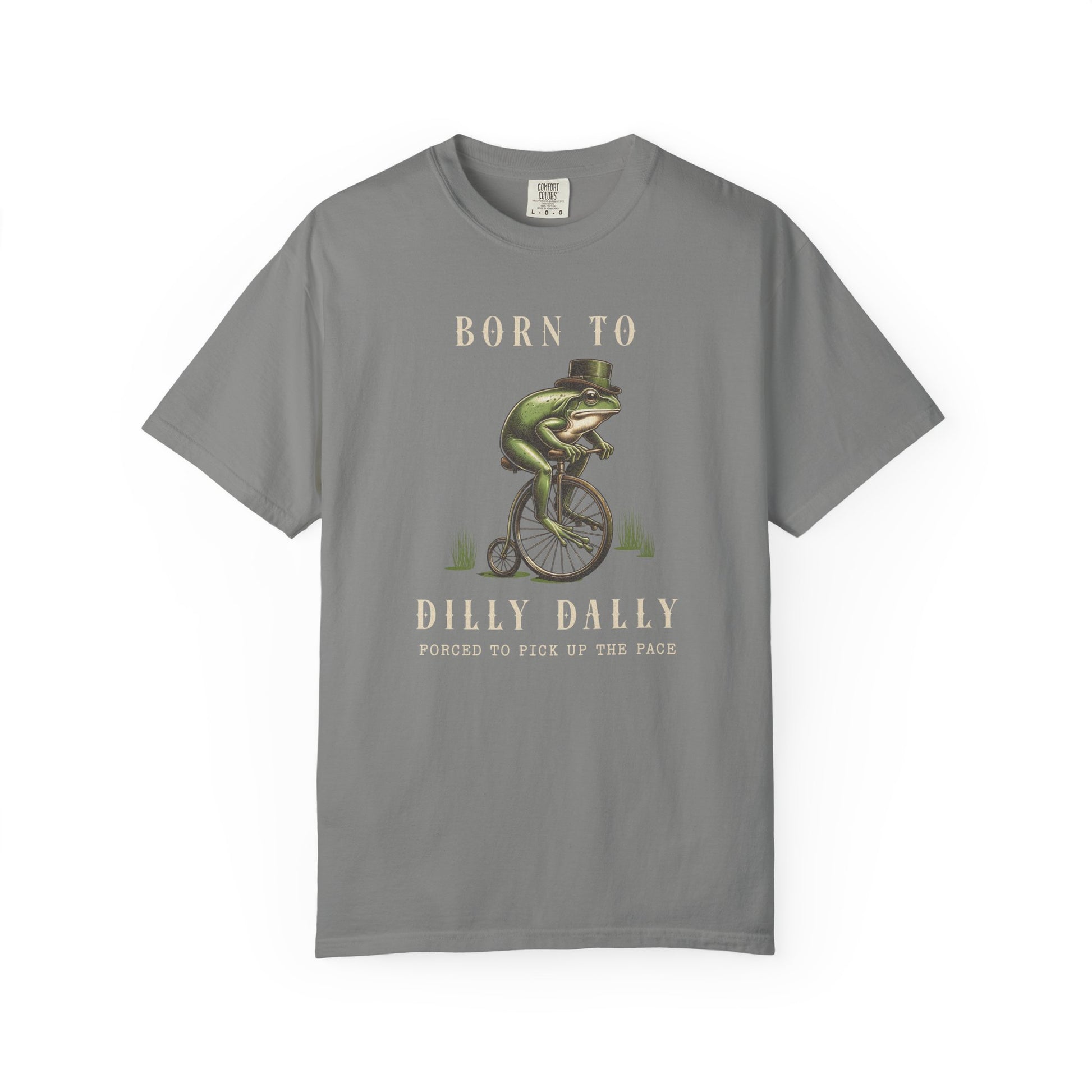 Dilly Dally Frog T-Shirt Retro Vibes Froggy Meme Shirt Vintage Frog And Toad Aesthetic Frog Lover Gift For Her Birthday Viral Trendy Shirt T-Shirt Printify Granite S