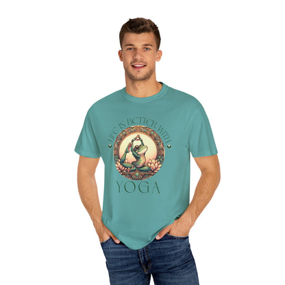 Green Yoga Frog Life Is Better With Yoga Unisex T-Shirt, Casual Wear, Highlander Fan Gift,