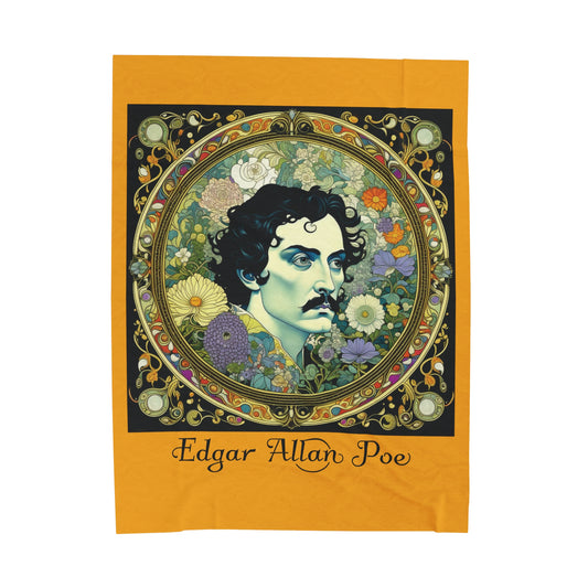 Edgar Allan Poe, Vintage Mucha Floral Throw Blanket, Book Lover Reading, Movie Watching Soft Blanket, Gothic Light, Dark Academia, Fairycore All Over Prints Printify 60" × 80"  