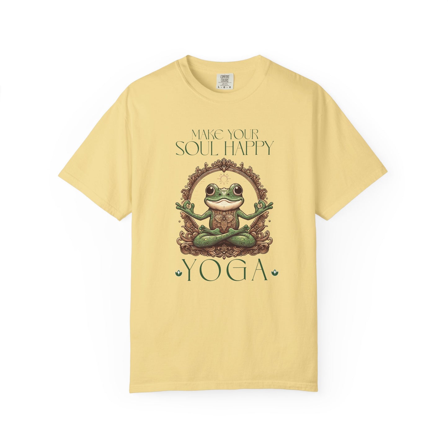 Green Yoga Frog Make Your Soul Happy Unisex T-Shirt, Casual Wear, Highlander Fan Gift, T-Shirt Printify Butter S