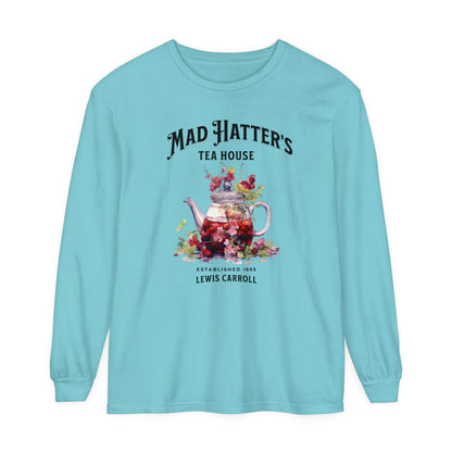 Mad Hatter's Tea Long Sleeve Shirt Alice In Wonderland Lewis Carroll Whimsigoth Academia TShirt Mad Hatter Tea Party Tee Bookish Booktok Long-sleeve Printify Chalky Mint S 