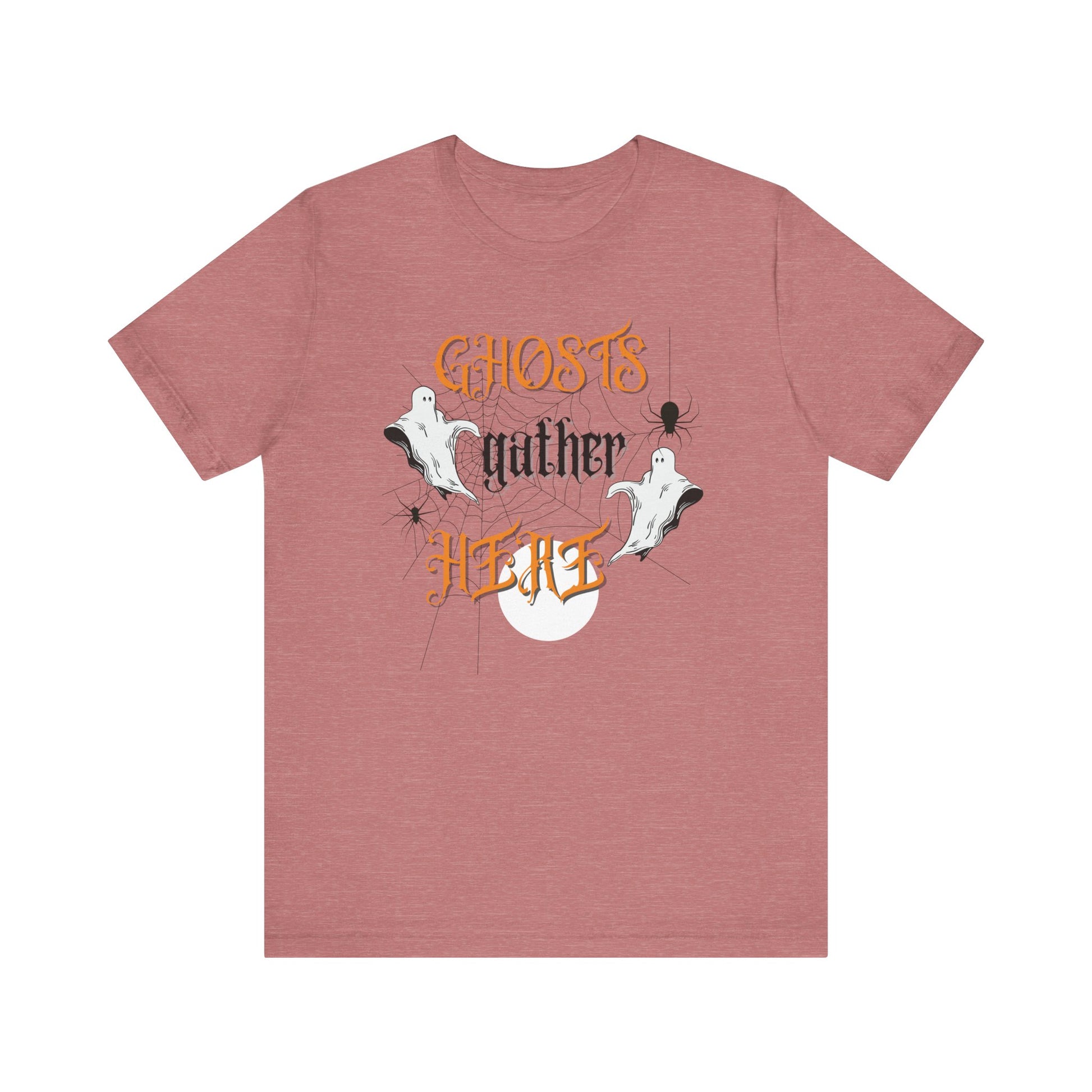 Halloween Ghosts and Spiders & TShirt, Spooky Season Tee,  Trick or Treating Shirt, Halloween Party T-Shirt, Creepy Autumn Style T Shirt T-Shirt Printify Heather Mauve XS 