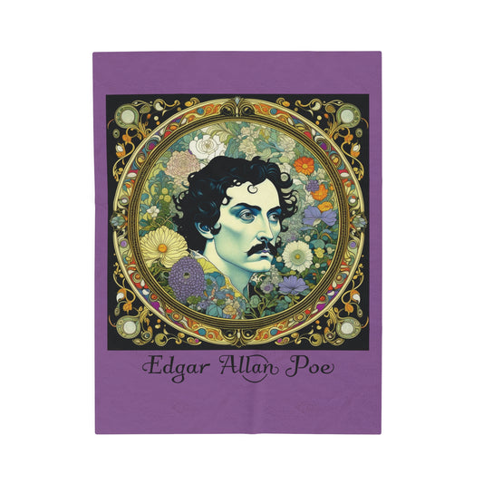 Edgar Allan Poe, Vintage Mucha Floral Throw Blanket, Book Lover Reading, Movie Watching Soft Blanket, Gothic Light, Dark Academia, Fairycore All Over Prints Printify 30" × 40"  