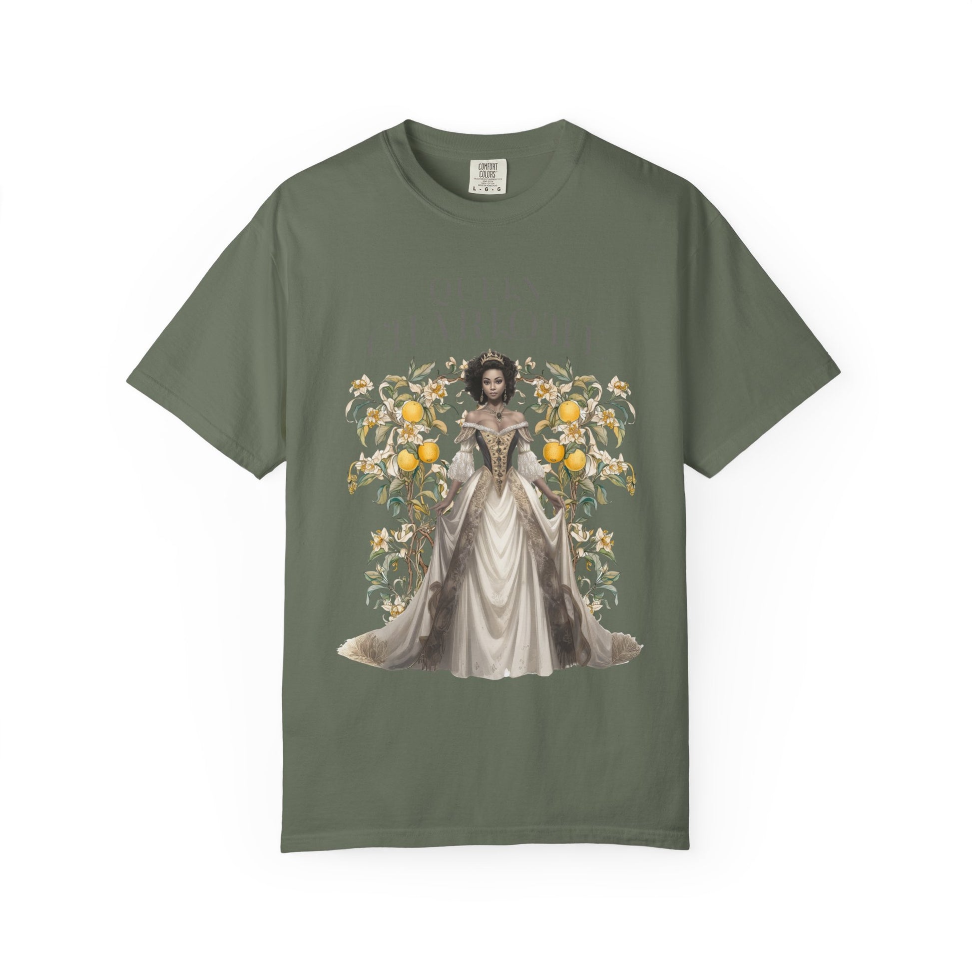 Queen Charlotte T-Shirt Literary Regency Period Tee Historical Drama Series Watching Spilling The Tea Theme Gift for Her Birthday Christmas T-Shirt Printify Moss S