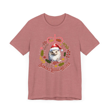 HedgeHog Christmas Shirt Cute Santa's Little Helper T-Shirt, Hedgehog Lover Gift, Merry Christmas Shirt, Country Christmas Animal Lover Gift T-Shirt Printify   