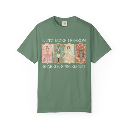 Nutcracker Ballet T-Shirt, Sugar Plum Fairy Christmas Tee, Holiday Dance Shirt, Coquette Pastel Christmas Gift T-Shirt Printify Light Green S
