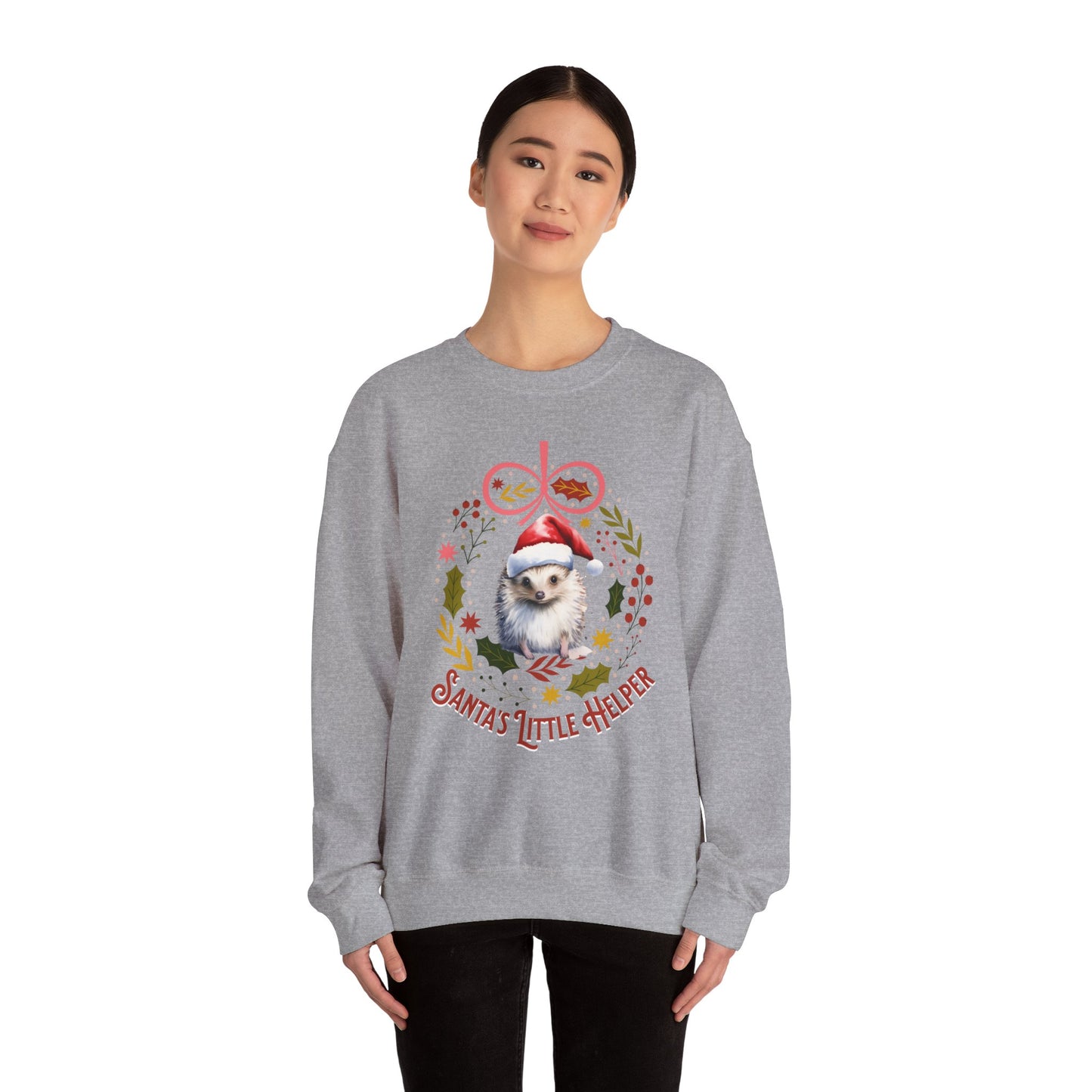 HedgeHog Christmas Sweatshirt, Cute Santa's Little Helper Sweater, Hedgehog Lover Merry Christmas Shirt, Country Christmas Animal Lover Gift Sweatshirt Printify   