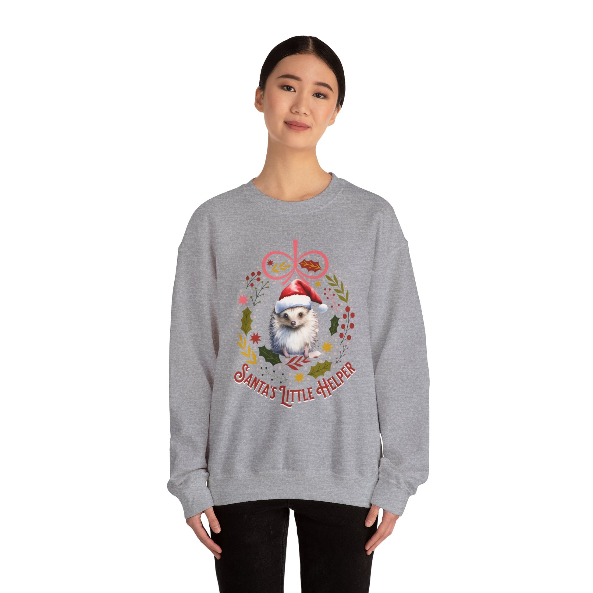 HedgeHog Christmas Sweatshirt, Cute Santa's Little Helper Sweater, Hedgehog Lover Merry Christmas Shirt, Country Christmas Animal Lover Gift Sweatshirt Printify   