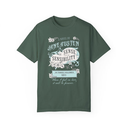 Sense and Sensibility Jane Austen Fan Gift Historical Romance Reader Tee T-Shirt Printify Blue Spruce S 