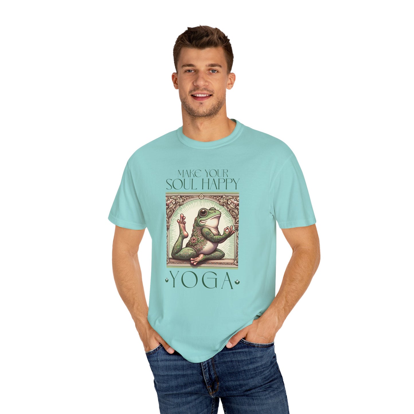Green Yoga Frog Make Your Soul Happy Unisex T-Shirt, Casual Wear, Highlander Fan Gift,