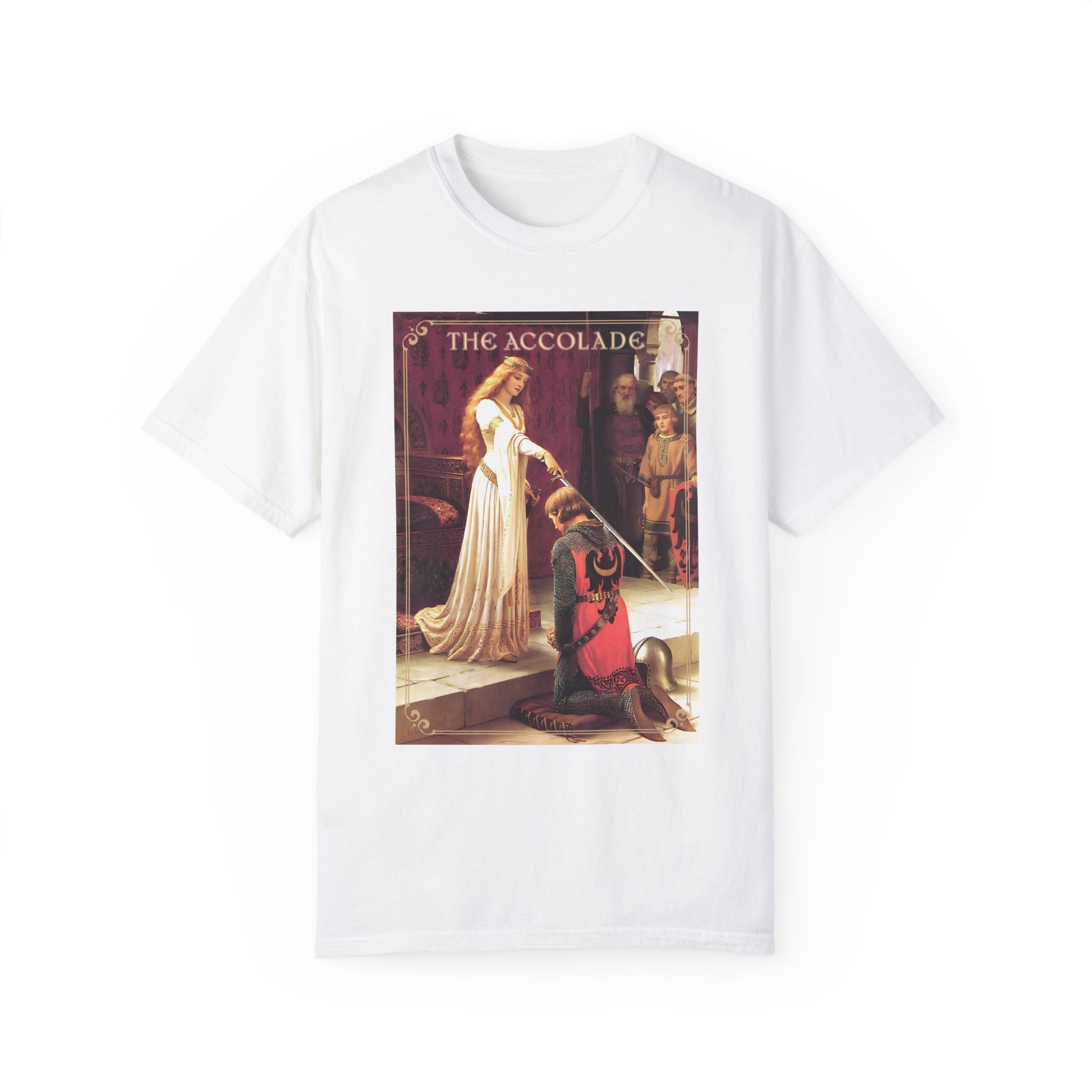 Renaissance The Accolade Print T-Shirt King Arthur And His Knights Renfaire Theme Gift Comfortable Medieval Festival Shirt Art Lover Gift T-Shirt Printify White S