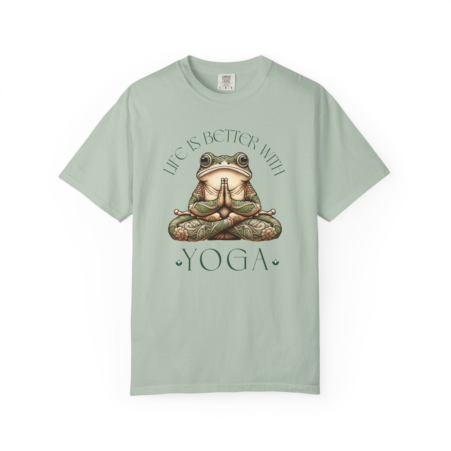 Green Yoga Frog Life Is Better With Yoga Unisex T-Shirt, Casual Wear, Highlander Fan Gift, T-Shirt Printify Bay S