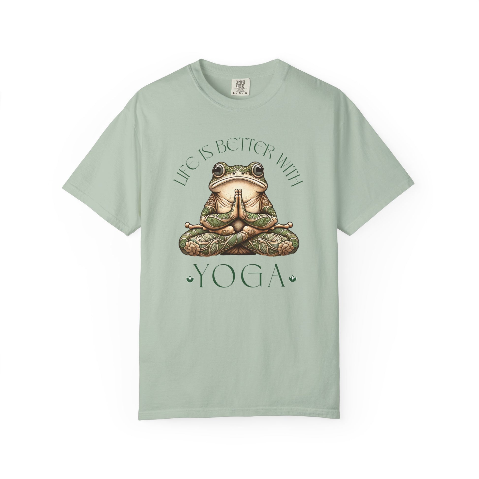 Green Yoga Frog Life Is Better With Yoga Unisex T-Shirt, Casual Wear, Highlander Fan Gift, T-Shirt Printify Bay S