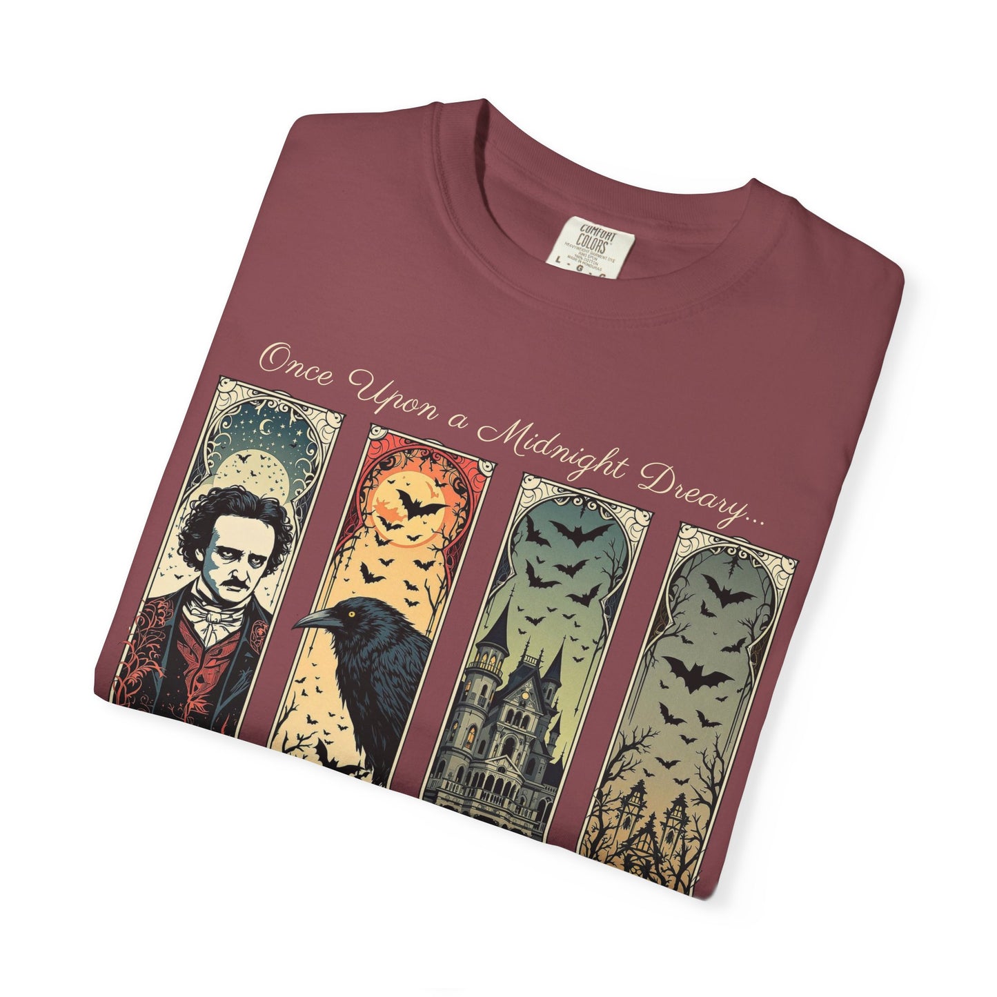 Edgar Allan Poe T-Shirt Gothic Graphic Tee The Raven Nevermore Quote Horror Literature Shirt Dark Academia Aesthetic Halloween Party Gift