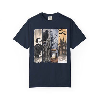 Edgar Allan Poe T-Shirt Gothic Graphic Tee The Raven Nevermore Quote Horror Literature Shirt Dark Academia Aesthetic Halloween Party Gift T-Shirt Printify Navy S
