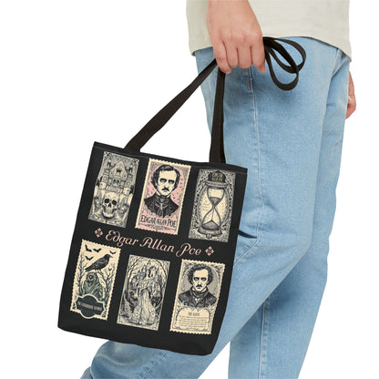 Edgar Allan Poe Tote Bag Gothic Literary Gift for Book Lover Dark Academia Macabre Accessory Halloween Tote Fall School Bag for Poetember Bags Printify