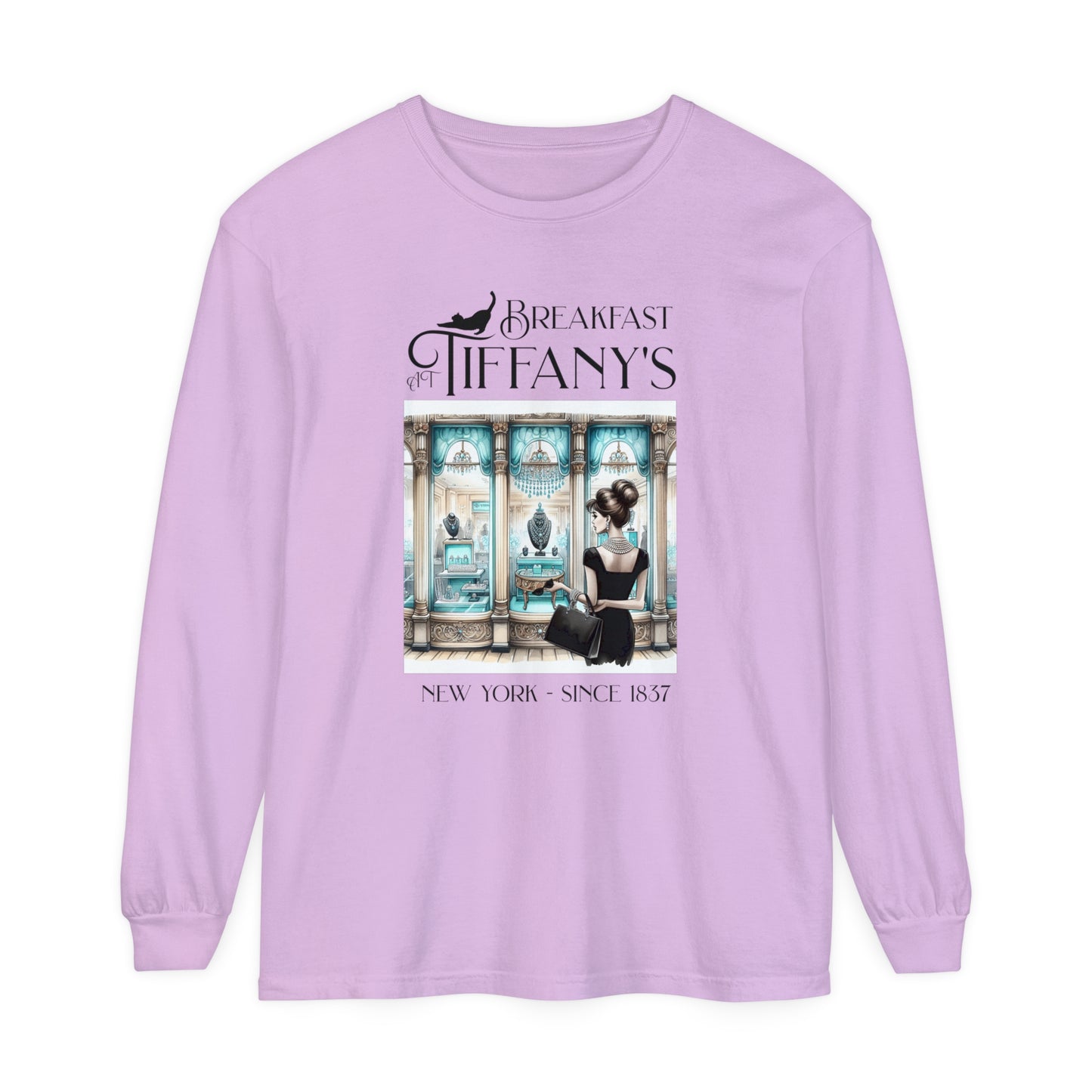 Breakfast at Tiffany's Shirt Audrey Hepburn Gift Girls Weekend Trip Shirt Gift for Bridal Shower Birthday Gift Party Favors Cruise T Shirt Long-sleeve Printify Orchid S 