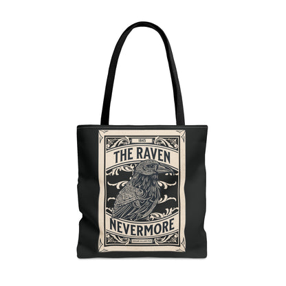 Edgar Allan Poe Tote Bag, The Raven Nevermore Shoulder Bag, Book, Library, Grocery, Travel Bag, Dark Academia, Bookish, Bookclub Gift, Bags Printify Large  