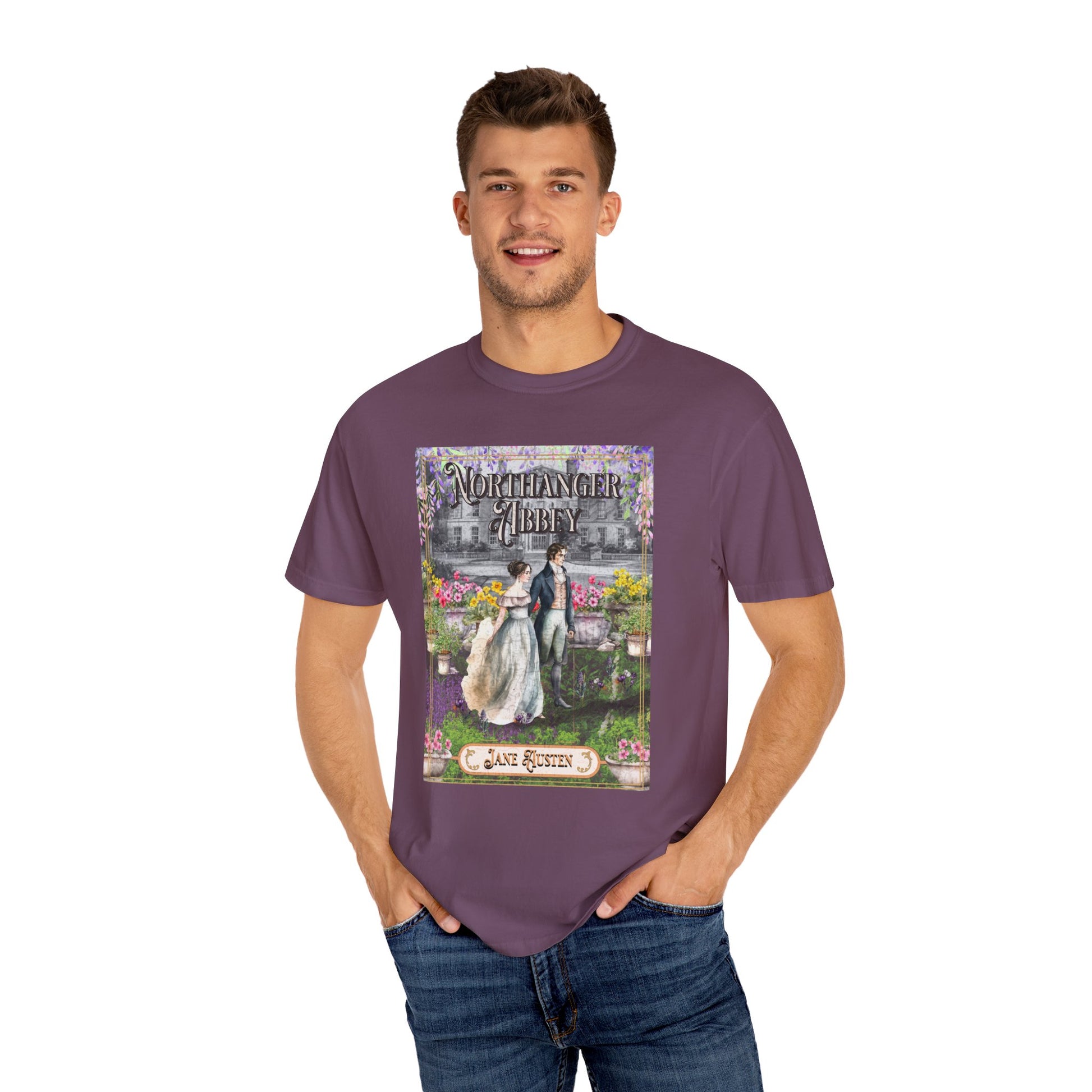 Jane Austen Comfort Colors TShirt, Northanger Abbey Historical Romance, Bookish Literary Jane Austen Fan Art Gift, Gift for Her Bookclub Tee T-Shirt Printify   