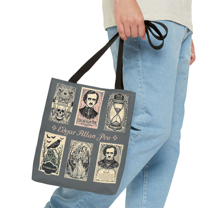 Edgar Allan Poe Tote Bag Gothic Literary Gift for Book Lover Dark Academia Macabre Accessory Halloween Tote Fall School Bag for Poetember Bags Printify