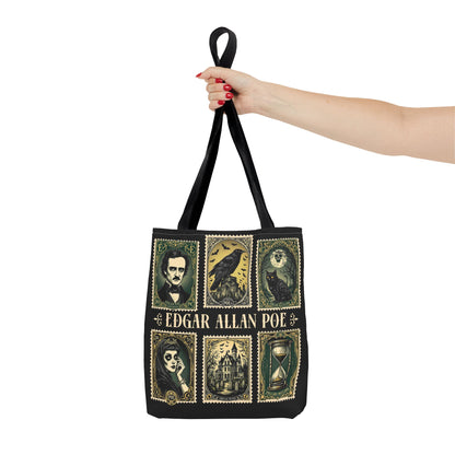 Edgar Allan Poe Tote Bag Gothic Literary Gift for Book Lover Dark Academia Macabre Accessory Halloween Tote Fall School Bag for Poetember Bags Printify