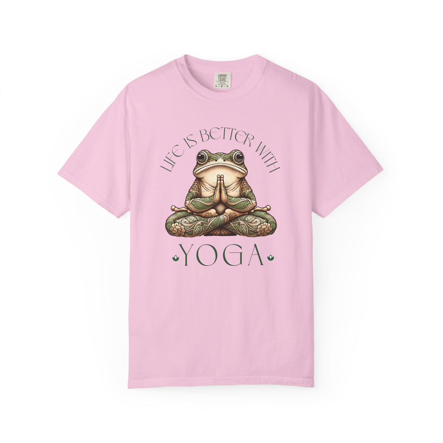 Green Yoga Frog Life Is Better With Yoga Unisex T-Shirt, Casual Wear, Highlander Fan Gift, T-Shirt Printify Blossom S