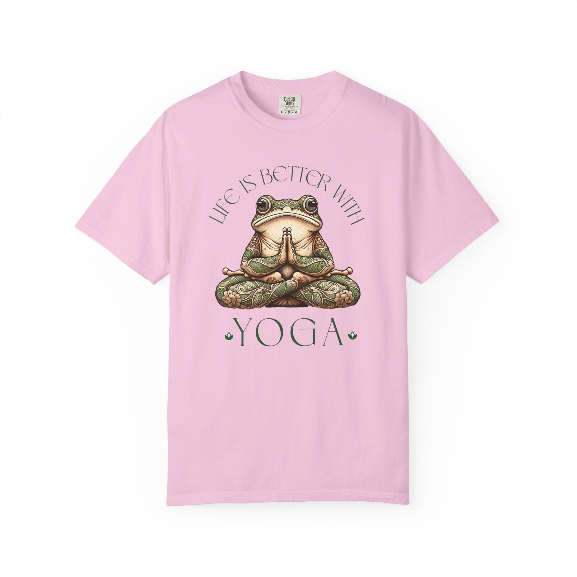 Green Yoga Frog Life Is Better With Yoga Unisex T-Shirt, Casual Wear, Highlander Fan Gift, T-Shirt Printify Blossom S