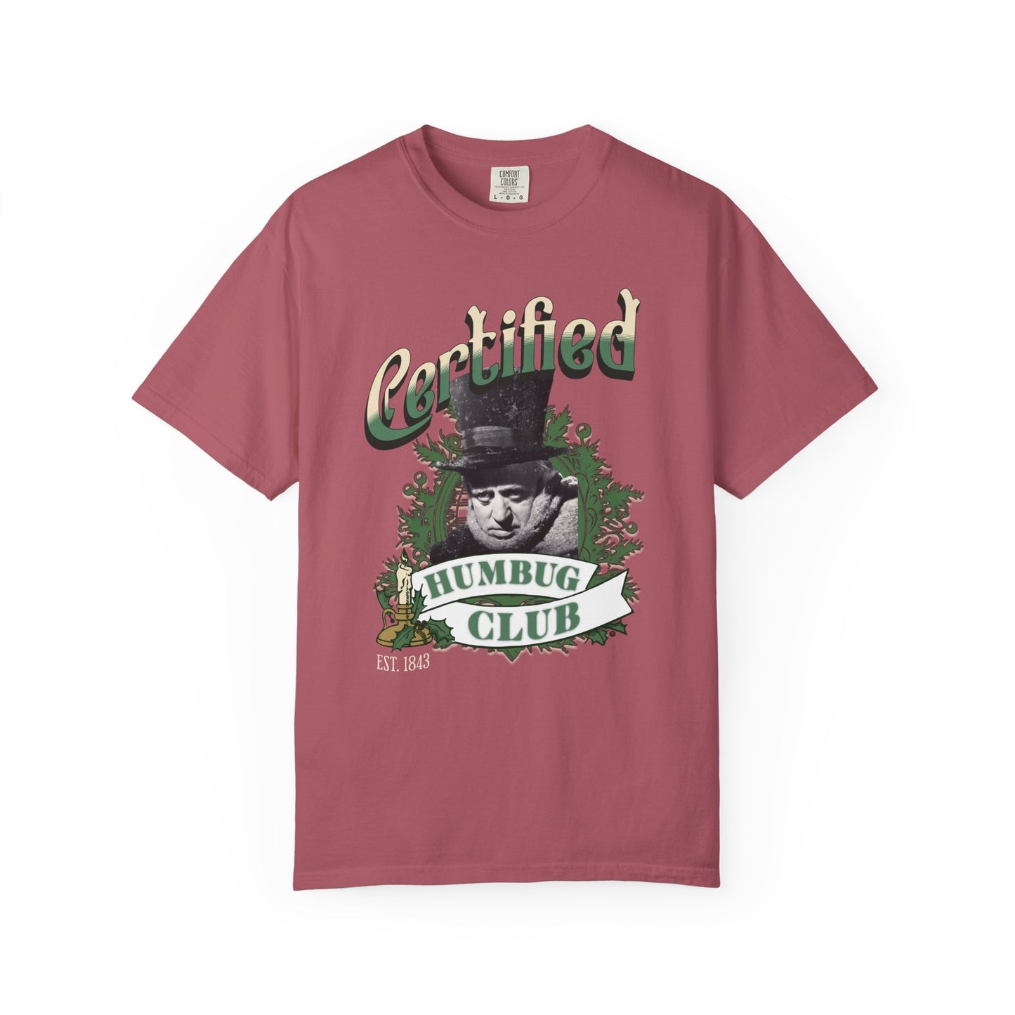 A Christmas Carol Shirt Certified Humbug Club T-Shirt | Vintage Style Unisex Tee for Holiday Fun, Christmas, Gift, Humor, T-Shirt Printify Crimson S