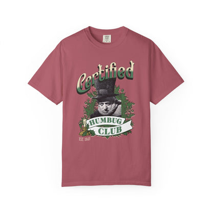 A Christmas Carol Shirt Certified Humbug Club T-Shirt | Vintage Style Unisex Tee for Holiday Fun, Christmas, Gift, Humor, T-Shirt Printify Crimson S