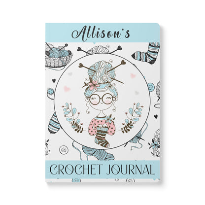 Custom Crochet Project Planner Crochet Tracker Crochet Journal Organize Hooks Yarn And Supplies Crochet Gift For Mom Birthday Crafter Gift Paper products Printify 200 pages (100 sheets) Ruled line 5.75" x 8"