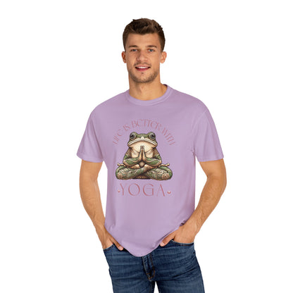 Pink Yoga Frog Life Is Better With Yoga Unisex T-Shirt, Casual Wear, Highlander Fan Gift,