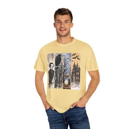 Edgar Allan Poe T-Shirt Gothic Graphic Tee The Raven Nevermore Quote Horror Literature Shirt Dark Academia Aesthetic Halloween Party Gift