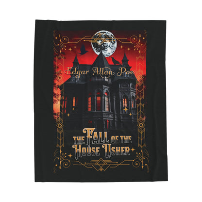 Edgar Allan Poe, The Fall Of The House Of Usher Throw Blanket, Book Lover Reading Blanket, Gothic Dark Academia, Horror Movie Watching Plush All Over Prints Printify 50" × 60"  