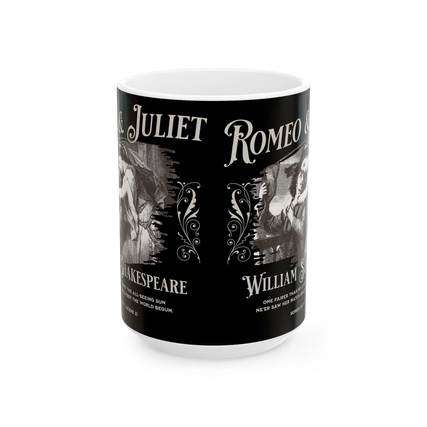 Romeo & Juliet Coffee Mug William Shakespeare Fan Gift For Theatre Lovers Dark Academia Gift Bookish Merch Playwrite Actor Gift For Birthday Mug Printify 15oz  