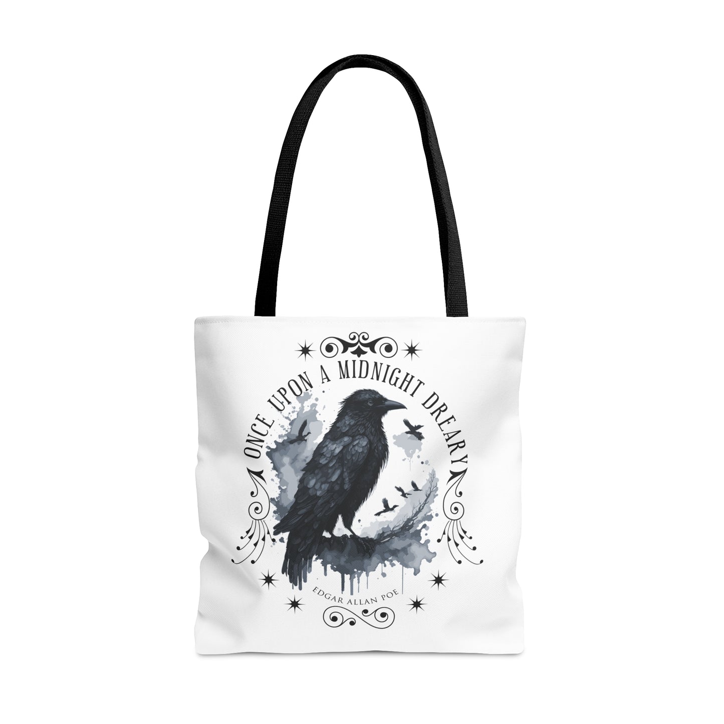 Edgar Allan Poe Tote Bag, The Raven Vintage Poetry Lover Shoulder Bag, Dark Academia, Literary, Bookish, Bookclub Gift, Fall Autumn Gift Bags Printify Large  