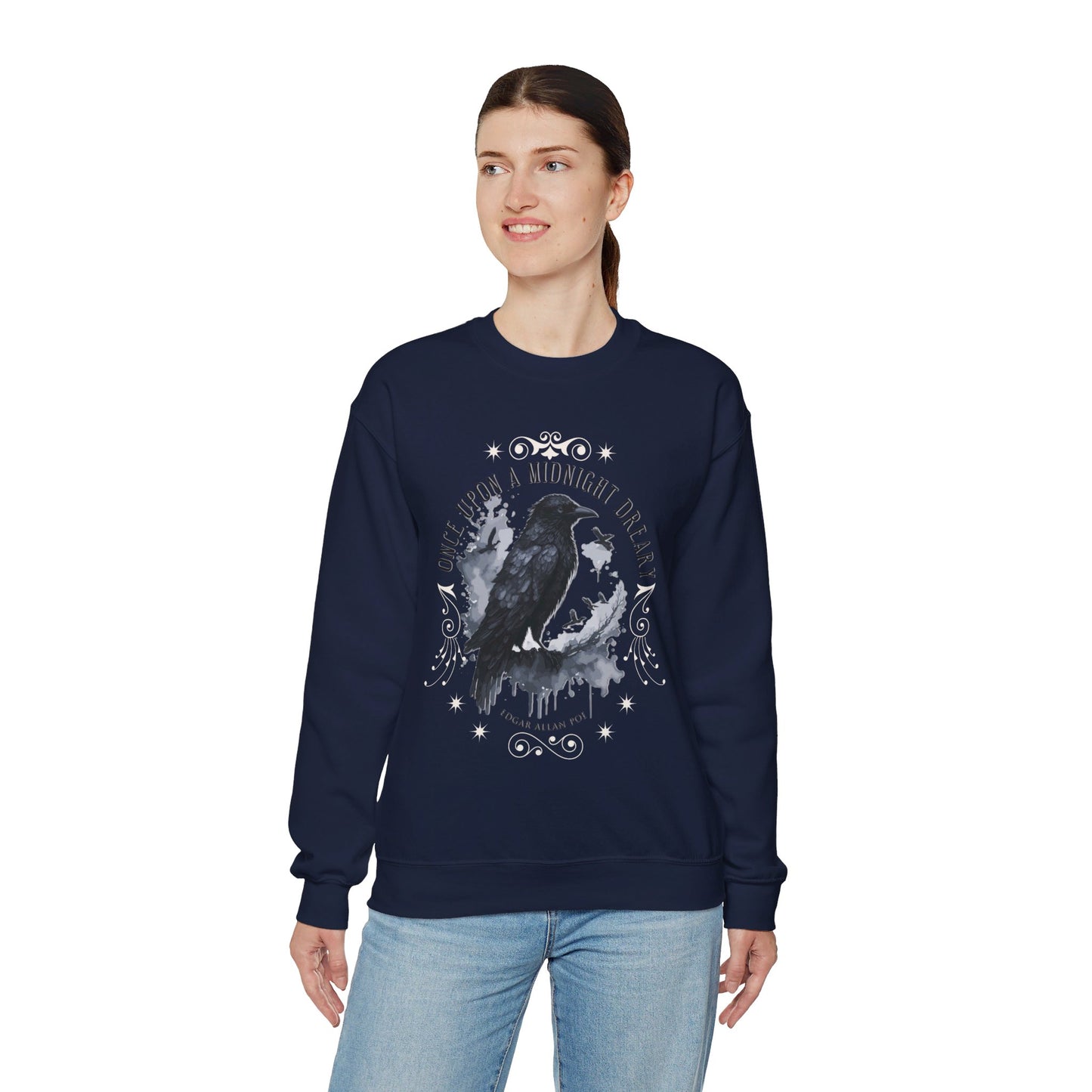 Edgar Allan Poe, The Raven Sweatshirt, Poet, Poetry Lover Sweater, Book Lover, Haunting Gothic Gift, Light, Dark Academia, Horror Movie Top Sweatshirt Printify   