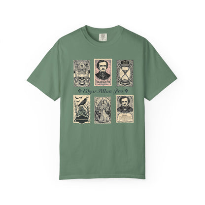 Edgar Allan Poe T-Shirt Gothic Graphic Tee The Raven Nevermore Quote Horror Literature Shirt Dark Academia Aesthetic Halloween Party Gift T-Shirt Printify Light Green S