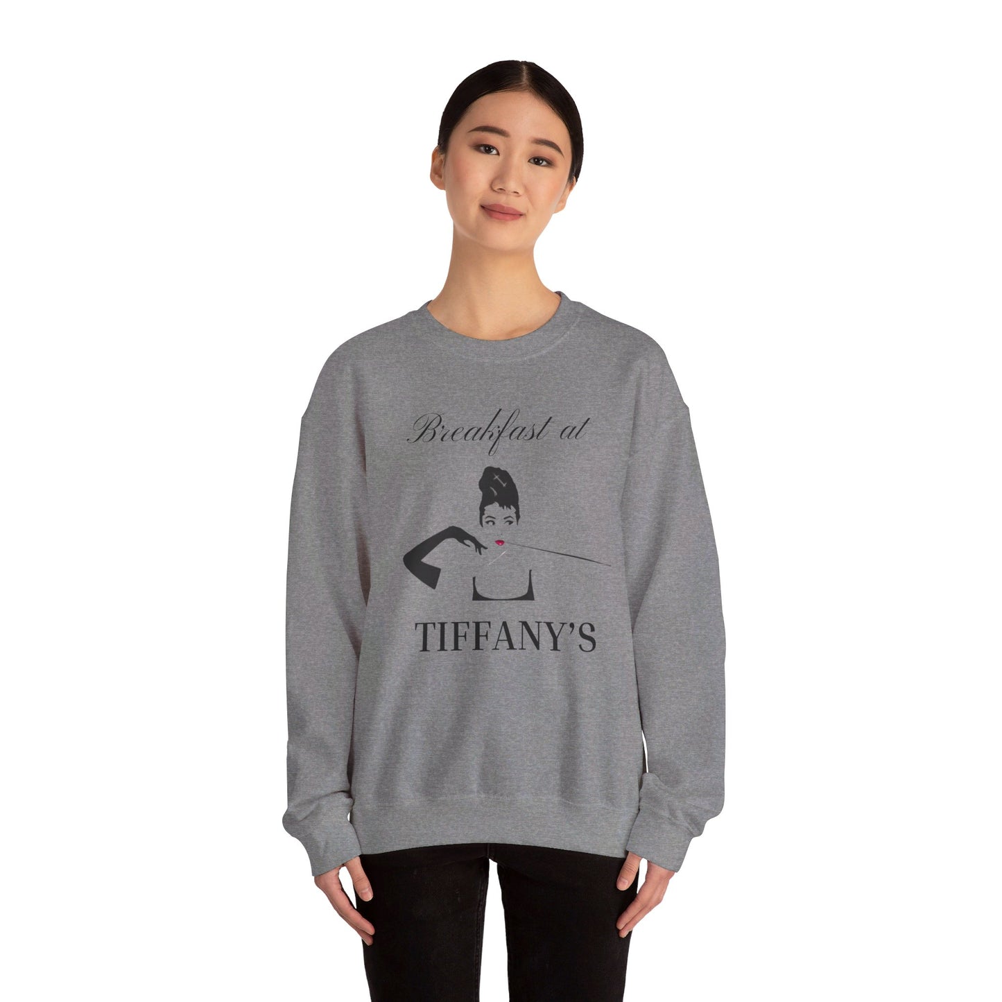 Breakfast at Tiffany's T & Co Sweatshirt , Classic Audrey Crew, Girls Brunching Weekend Sweater, Women's Shirt, Truman Capote Fan Gift Sweatshirt Printify   