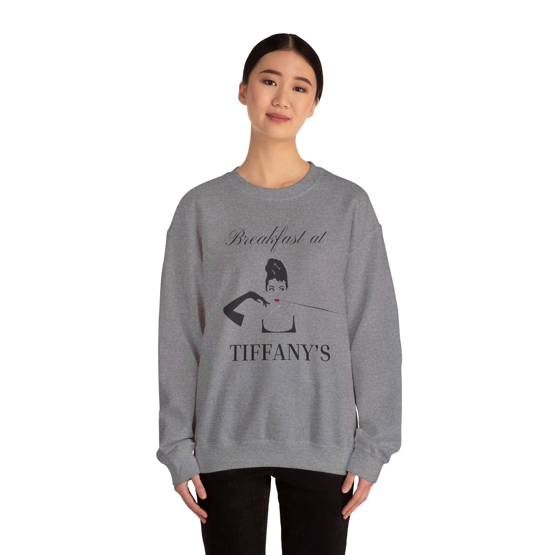 Breakfast at Tiffany's T & Co Sweatshirt , Classic Audrey Crew, Girls Brunching Weekend Sweater, Women's Shirt, Truman Capote Fan Gift Sweatshirt Printify   