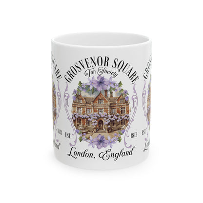 Grosvenor Square Mayfair Coffee Mug Regency England Ton Society Galla Gift Fan Of Historical Drama Romance Reader Gift Bookclub Gift For BFF Mug Printify 11oz  