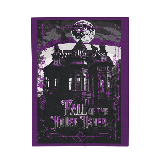 Edgar Allan Poe, The Fall Of The House Of Usher Throw Blanket, Book Lover Reading Blanket, Gothic Dark Academia, Horror Movie Watching Plush All Over Prints Printify 30" × 40"  