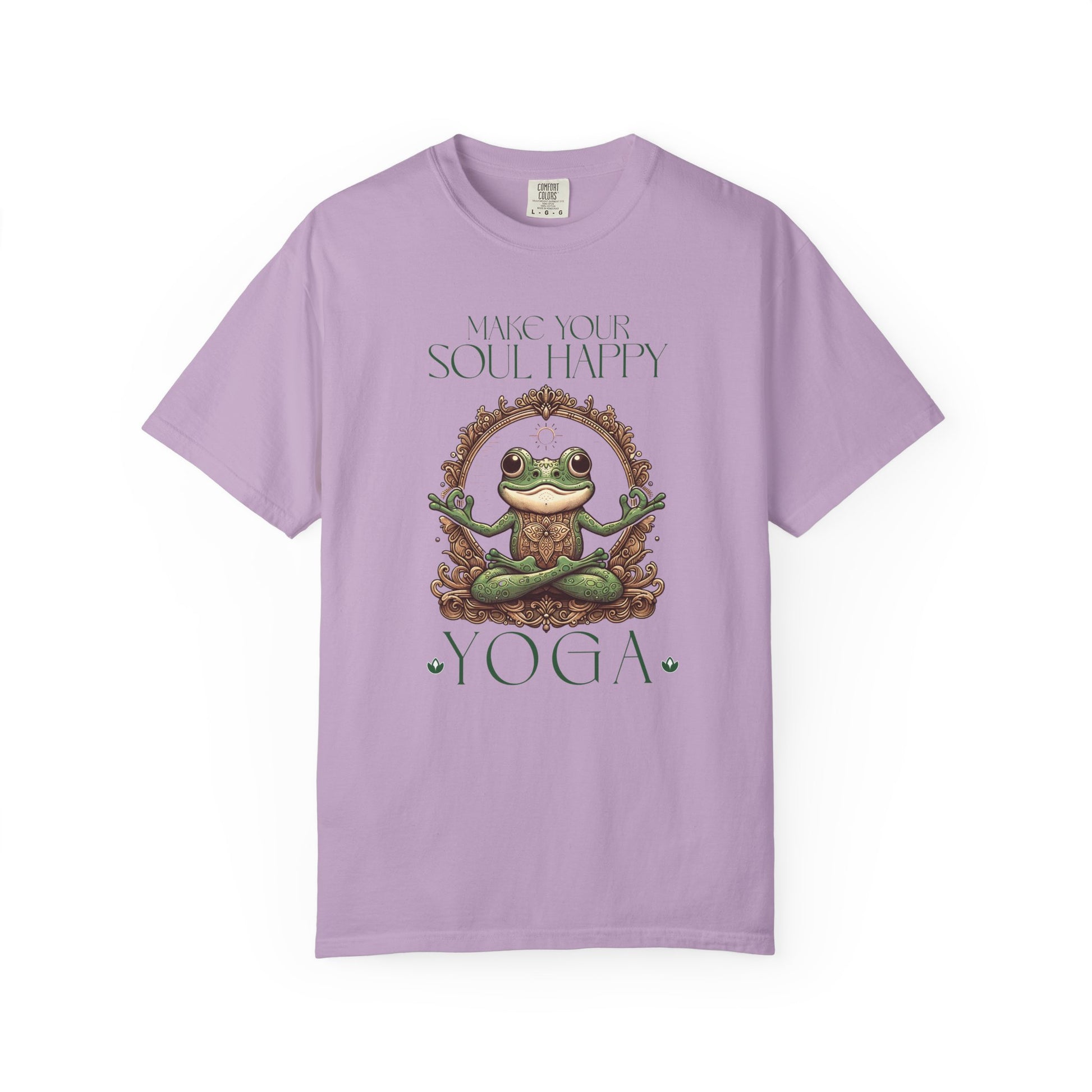 Green Yoga Frog Make Your Soul Happy Unisex T-Shirt, Casual Wear, Highlander Fan Gift, T-Shirt Printify Orchid S