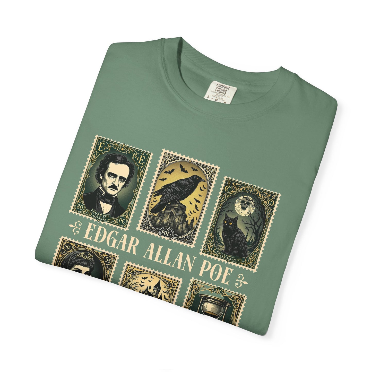 Edgar Allan Poe T-Shirt Gothic Graphic Tee The Raven Nevermore Quote Horror Literature Shirt Dark Academia Aesthetic Halloween Party Gift
