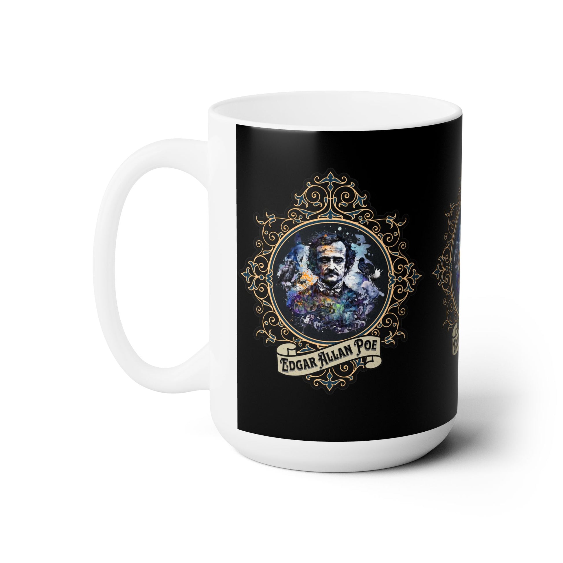 Edgar Allan Poe Retro Portrait Coffee Mug Mug Printify   
