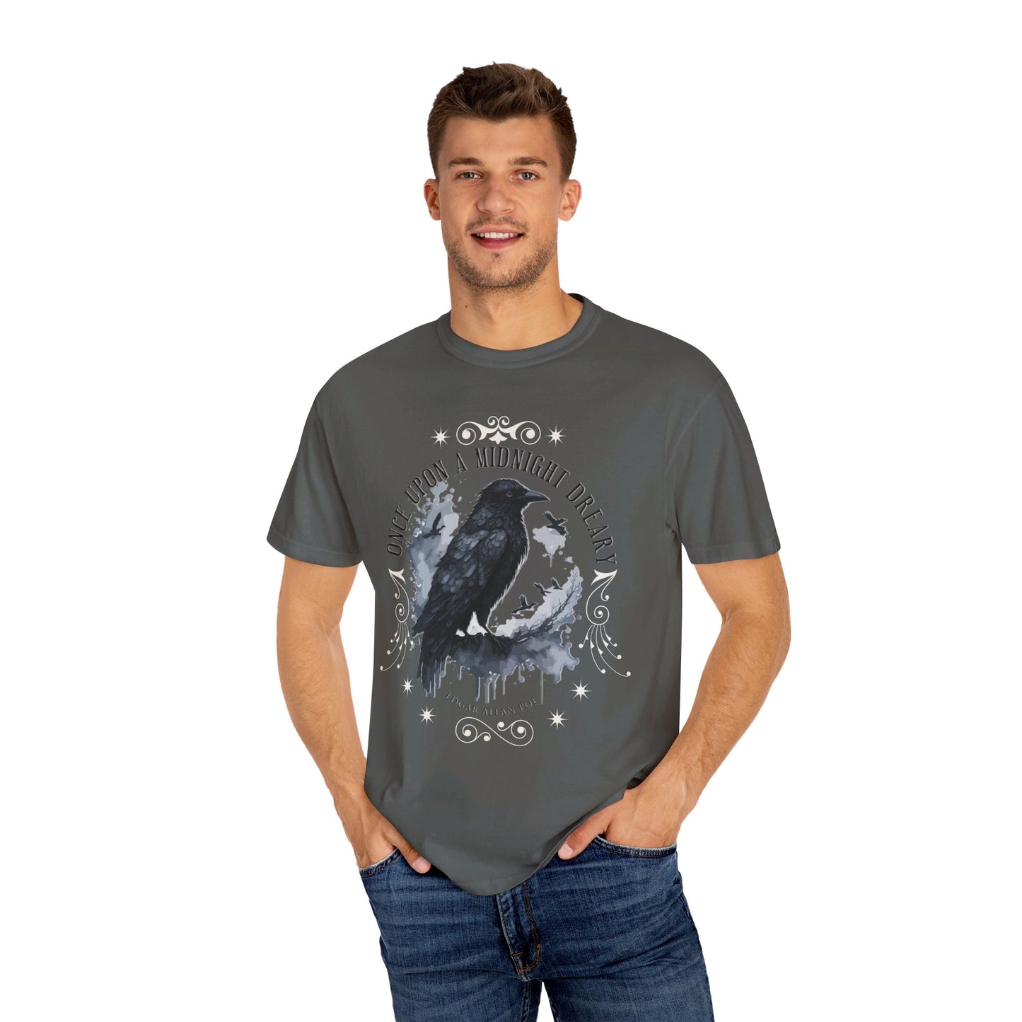 Edgar Allan Poe Shirt, The Raven Nevermore Poet, Poetry Lover Tee, Book, Reading Lover Shirt, Gothic, Light Academia Gifts, Comfort Colours T-Shirt Printify   