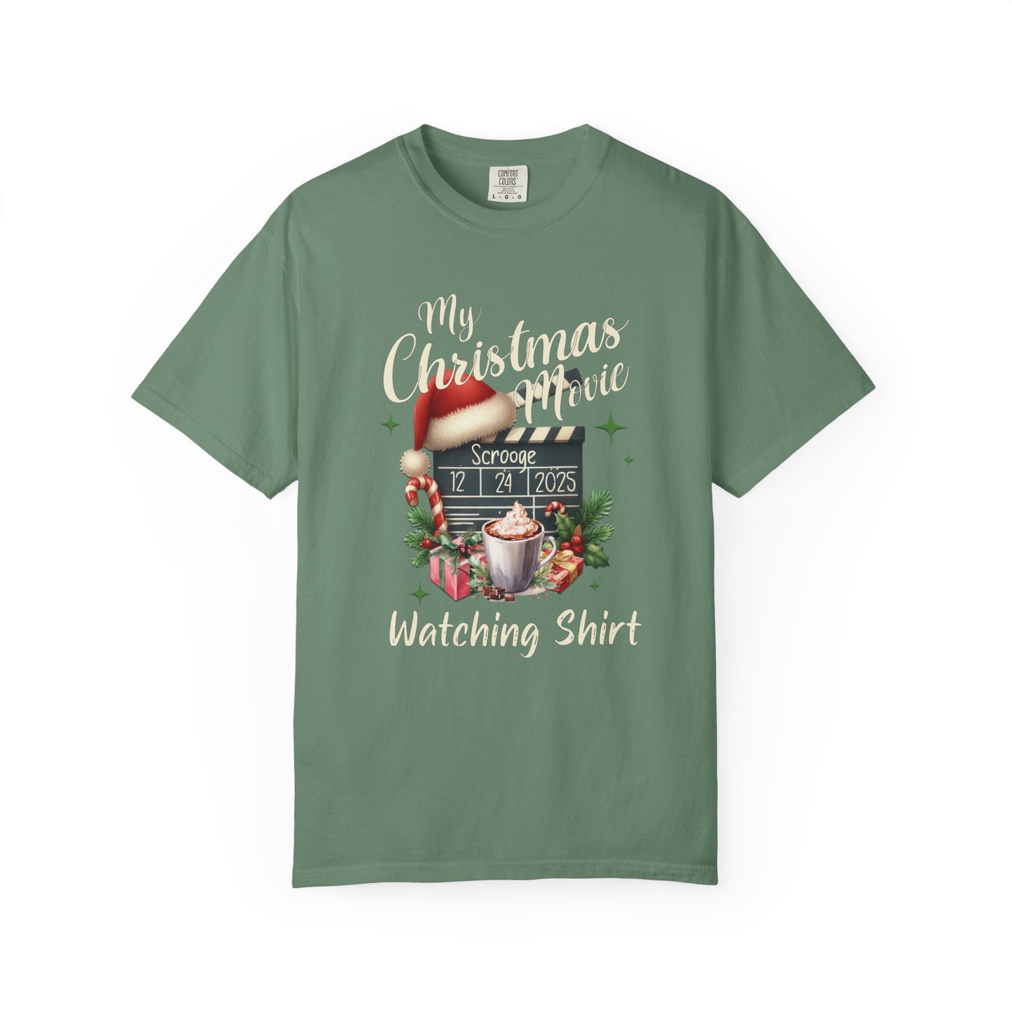 Custom Christmas Movie Watching Shirt, Holiday Movie Sweatshirt, Funny Gift For Her, Festive Shirts, Family Group Shirts, Xmas Keepsake Gift T-Shirt Printify Light Green S