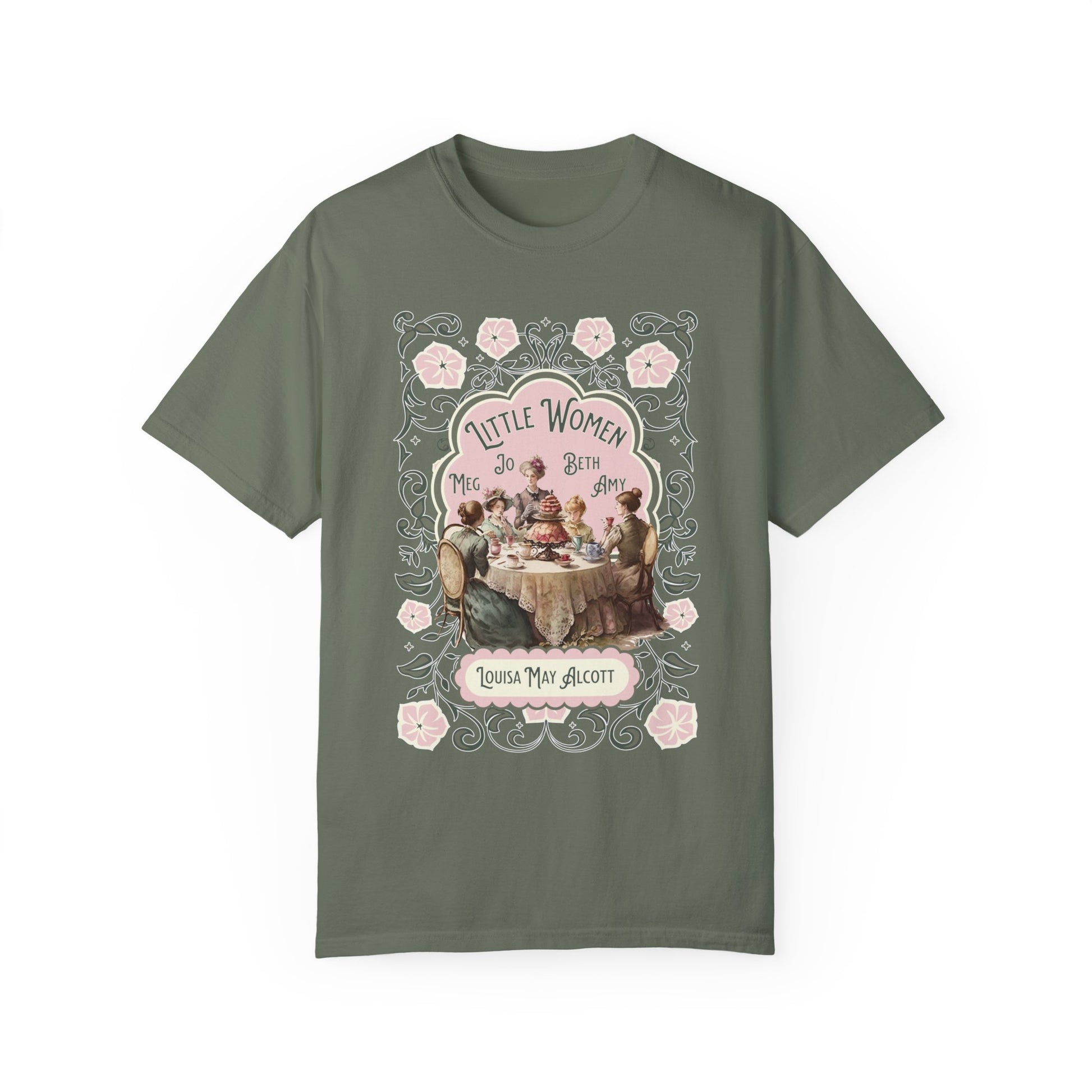 Little Women Comfort Colors T-Shirt, Louisa May Alcott Historical Romance, Bookish Literary Fan Art Tee Gift for Her Bookclub Crewneck Shirt T-Shirt Printify Moss S 