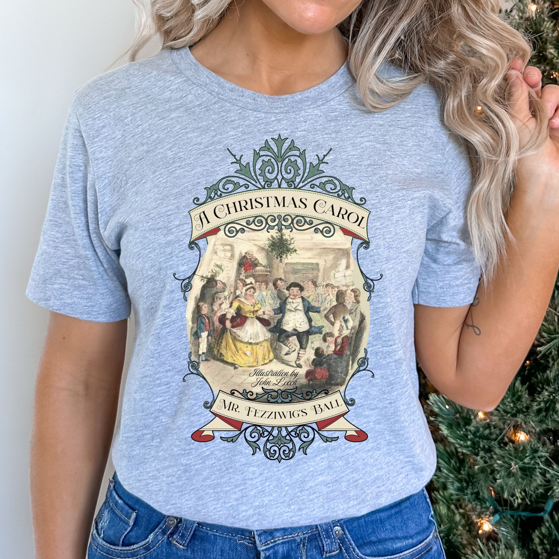 A Christmas Carol TShirt, Vintage Charles Dickens Victorian, Scrooge Fezziwig's Ball, Holiday Tradition X-Mas Movie T-shirt Bookish Christmas T-Shirt Printify   